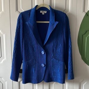 Ming Wang Textured Blue Blazer